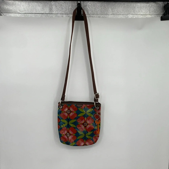 Fossil Key-Per Sling Crossbody Bag Women Size OS Green Brown Floral Canvas Purse - Picture 9 of 15